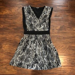 Express Black White Snakeskin A-Line Mini Dress
